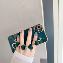 Load image into Gallery viewer, Luxury Plating Heart Fabric Bracelet Hand Holder Cover for iPhone
