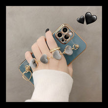 Load image into Gallery viewer, 2021 Luxury Plating Heart Fabric Bracelet Hand Holder Cover for iPhone
