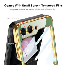 Load image into Gallery viewer, Electroplating Ring Holder Drop-proof Phone Case With Back Screen Protector For Samsung Galaxy Z Flip5 Flip4 Flip3 - mycasety2023 Mycasety
