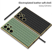 Load image into Gallery viewer, Woven Texture Electroplated Leather Phone Case For Samsung S24 S23 Ultra Plus

