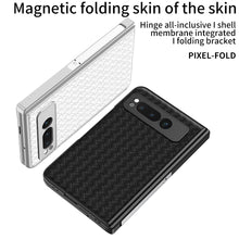 Load image into Gallery viewer, Magnetic All-inclusive Woven Pattern Case With Tempered Film For Google Pixel Fold With Damped Folding Bracket
