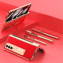 Load image into Gallery viewer, Leather Electroplated Magnetic Stand Phone Cover With Stylus For Samsung Galaxy Z Fold3 Fold4 5G

