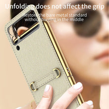 Load image into Gallery viewer, Textured Leather Strap Magnetic Fold Mirror Case For Samsung Galaxy Z Flip 3 5G
