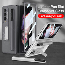 Load image into Gallery viewer, Magnetic Stand Pen Slot Leather Protective Cover With Back Screen Glass Protector For Samsung Galaxy Z Fold 3 5G
