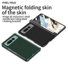 Load image into Gallery viewer, Magnetic All-inclusive Woven Pattern Case With Tempered Film For Google Pixel Fold With Damped Folding Bracket

