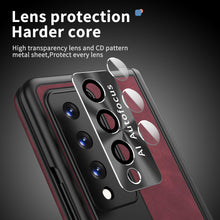 Load image into Gallery viewer, Luxury Nappa Leather Cover Magnetic Hinge Folding Shell Case For Samsung Galaxy Z Fold3 Fold4 5G With S-Pen Slot &amp; Stylus
