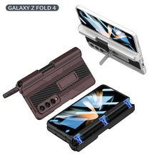 Load image into Gallery viewer, Magnetic Mech S Pen Slot Holder Case For Samsung Galaxy Z Fold4 Fold3 5G With Back Screen Protector
