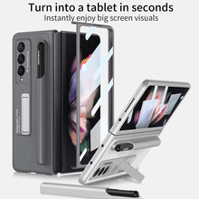 Load image into Gallery viewer, Magnetic Stand Pen Slot Leather Protective Cover With Back Screen Glass Protector For Samsung Galaxy Z Fold 3 5G
