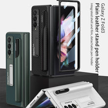 Load image into Gallery viewer, Magnetic Stand Pen Slot Leather Protective Cover With Back Screen Glass Protector For Samsung Galaxy Z Fold 3 5G
