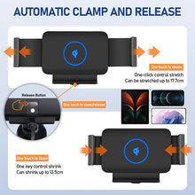 Load image into Gallery viewer, Automatic Clamping Car Wireless Charger for Samsung Galaxy Z Fold 3 2 Note20 S22 S21 S20 iPhone 13 12 11 XS Max Air Vent Mount Phone Holder

