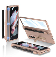 Load image into Gallery viewer, Magnetic Frame Plastic Stand Tempered Glass Screen All-included Case With Pen Slot For Samsung Galaxy Z Fold 3 5G
