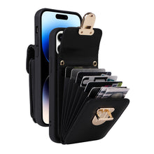 Load image into Gallery viewer, Luxurious Leather Card Holder Anti-fall Protective iPhone Case With Lanyard
