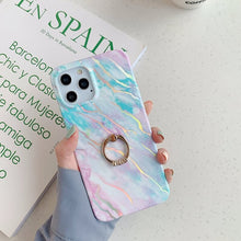 Load image into Gallery viewer, 2021 Laser Marble Pattern Ring Holder Protective Cover For iPhone 13 Pro Max 12 Mini 11 XS XR 7 8 Plus SE 2020
