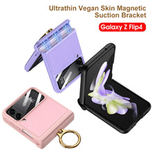Load image into Gallery viewer, Magnetic Hinge Ring Bracket Leather Case For Samsung Galaxy Z Flip4 5G

