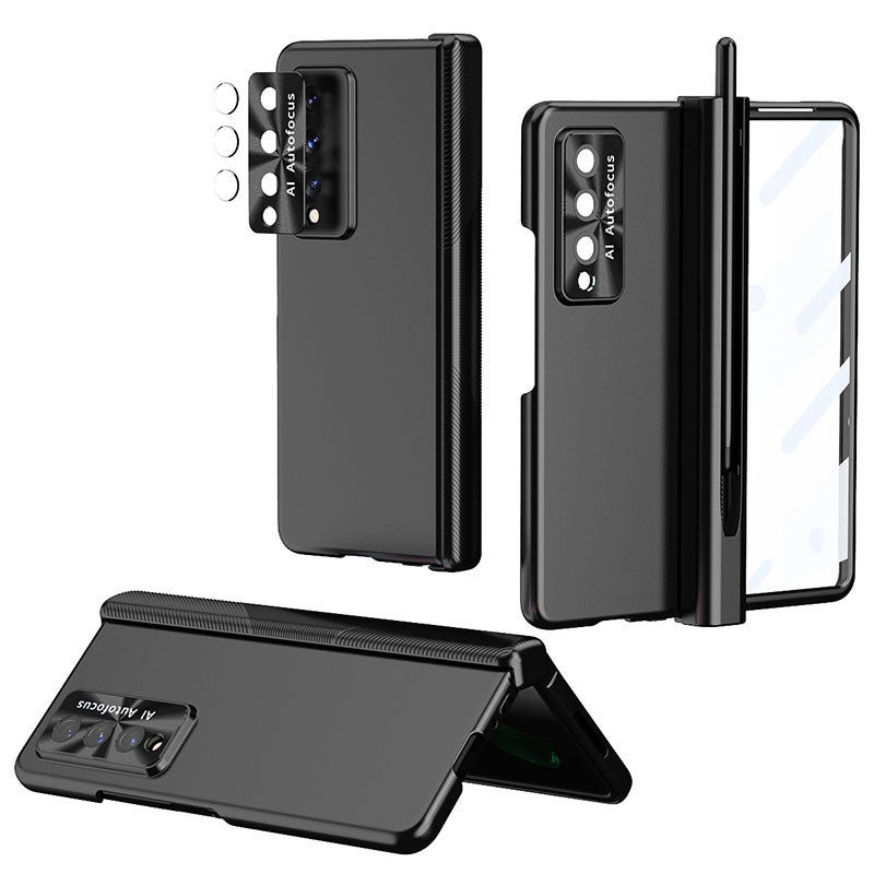 Luxury Magnetic Hinge Pen Holder Full Protection Case For Samsung Galaxy Z Fold3 Fold4 Fold5 5G With Tempered Glass Film