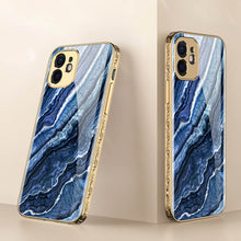 Load image into Gallery viewer, 2021 Luxury Marble Plating Anti-knock Baroque Carving Edge Protection Tempered Glass Case For iPhone
