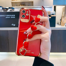 Load image into Gallery viewer, 2021 Luxury Electroplated Gold Plating Heart Fabric Bracelet Case For iPhone 12Pro MAX 11 XS XR 7 8 Plus
