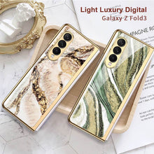 Load image into Gallery viewer, Natural Marble Glass Case For Samsung Galaxy Z Fold 3 5G
