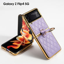 Load image into Gallery viewer, Luxury Leather Electroplating Diamond Protective Cover For Samsung Galaxy Z Flip 4 5G

