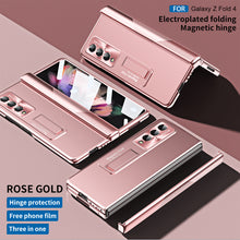 Load image into Gallery viewer, Electroplated Folding Magnetic Hinge Phone Case For Samsung Galaxy Z Fold3 Fold4 5G With Back Screen Protector
