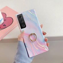 Load image into Gallery viewer, Laser Marble Pattern Ring Holder Protective Cover For Samsung S22 S21 S20 S10 Note20 Note10A72 A52 A42 A32
