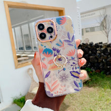 Load image into Gallery viewer, Fashion Flower Pattern Bling Ring Holder Cover For iPhone
