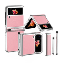 Load image into Gallery viewer, Luxury Leather Case For Samsung Galaxy Z Flip3(4) With Double Hinge + Retractable Stylus
