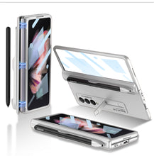 Load image into Gallery viewer, Magnetic Frame Plastic Stand Tempered Glass Screen All-included Case With Pen Slot For Samsung Galaxy Z Fold 3 5G
