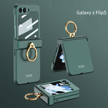Load image into Gallery viewer, Electroplated hinge all-inclusive Case with Ring Front Screen Tempered Glass Protective Film For Samsung Galaxy Z Flip5 - mycasety2023 Mycasety
