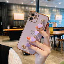 Load image into Gallery viewer, 2021 Lovely Plating Heart Bracelet Camera All-inclusive Protective Case For iPhone 12 Pro Max 11 XS Max XR 7 8 Plus
