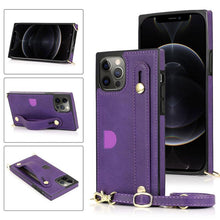 Load image into Gallery viewer, 2021 Luxury Brand Leather Stand Holder Square Case For iPhone 12 Pro Max Mini 11 XS XR 6 7 8 Plus SE 2020 Cover

