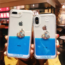 Load image into Gallery viewer, 2021 Cute Cartoon Dynamic Liquid Hard Shell Back Cover Case for iPhone 12 11 Pro MAX XS XR 7 8 Plus X Phone Cases Coque Fundas Capa
