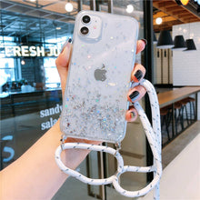 Load image into Gallery viewer, 2021 Bling Glitter Stars Sequins Cord Chain Necklace Lanyard Phone Case For iPhone 11 Pro XS Max XR X 6S 7 8 plus
