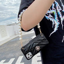 Load image into Gallery viewer, 2021 Luxury Brand Leather Pearl Bracelet Case For iPhone
