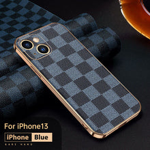 Load image into Gallery viewer, 2022 Luxury Leather Gold Plating Edge Anti-knock Protection iPhone Case
