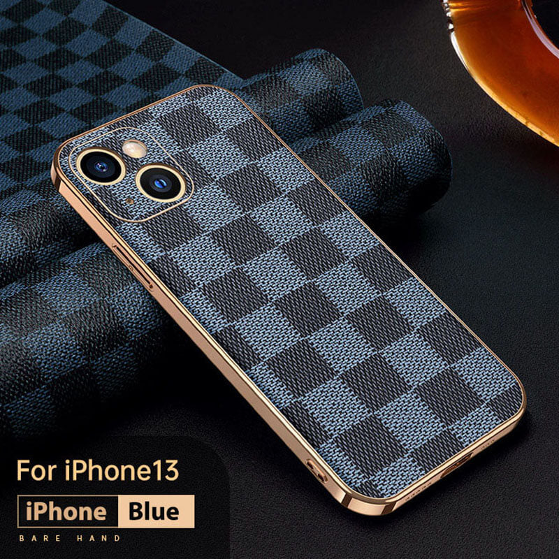 2022 Luxury Leather Gold Plating Edge Anti-knock Protection iPhone Case