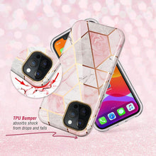 Load image into Gallery viewer, Electroplated Grid Marble IMD Process Two In One Rugged Cover For iPhone
