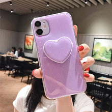 Load image into Gallery viewer, 2021 Candy Color Stand Holder Phone Case For iPhone 12 11 12Pro Max XR XS Max X 6S 7 8 Plus 11Pro SE 2020 Glitter Love Heart Back Cover

