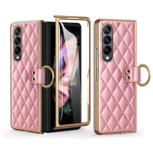 Load image into Gallery viewer, Luxurious Leather Ring Holder Protective Phone Case With Front Protection Film For Samsung Galaxy Z Fold5 Fold4 Fold3
