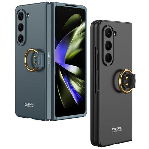 Electroplated Slim Samsung Galaxy Z Fold 5 Case with Front Screen Tempered Glass Protector & Ring - mycasety2023 Mycasety