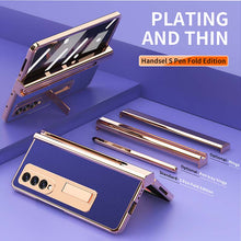 Load image into Gallery viewer, Samsung Galaxy Z Fold 3 Electroplated Leather Phone Cover With Magnetic Stand And Pen

