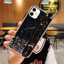 Load image into Gallery viewer, Bling Glitter Wrist Strap Phone Case For iPhone 12 11 Pro Max XR XS Max X 7 8 6S 6 Plus 12Mini 11Pro Soft Transparent Back Cover
