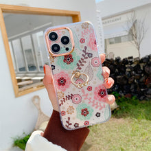 Load image into Gallery viewer, Fashion Flower Pattern Bling Ring Holder Cover For iPhone
