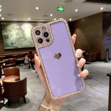 Load image into Gallery viewer, 2021 Luxury Diamond Electroplating Love Heart Protective Case For iPhone
