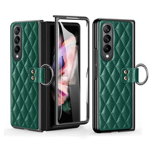 Load image into Gallery viewer, Luxurious Leather Ring Holder Protective Phone Case With Front Protection Film For Samsung Galaxy Z Fold5 Fold4 Fold3
