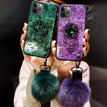 Load image into Gallery viewer, Hair Ball Airbag Bracket Diamond iPhone Samsung Huawei Case
