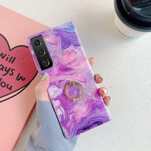 Load image into Gallery viewer, Laser Marble Pattern Ring Holder Protective Cover For Samsung S23 S22 S21 S20 Note20 Ultra Plus
