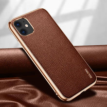 Load image into Gallery viewer, Luxury Leather Electroplating Frame Protective Case For iPhone
