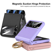 Load image into Gallery viewer, Magnetic Hinge Ring Bracket Leather Case For Samsung Galaxy Z Flip4 5G
