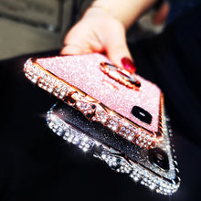 Load image into Gallery viewer, Diamond High Quality Line Black Glitter Ring Phone Case For iPhone
